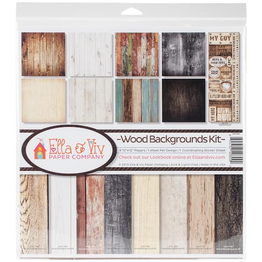 Ella &#x26; Viv Collection Kit 12&#x22;X12&#x22;-Wood Backgrounds
